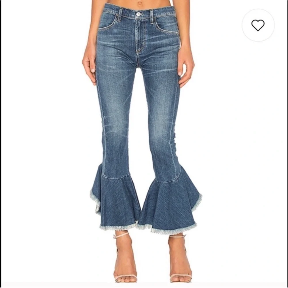 Citizens of Humanity Drew Flounce High Rise Crop Flare Jeans size 27 - Picture 2 of 10